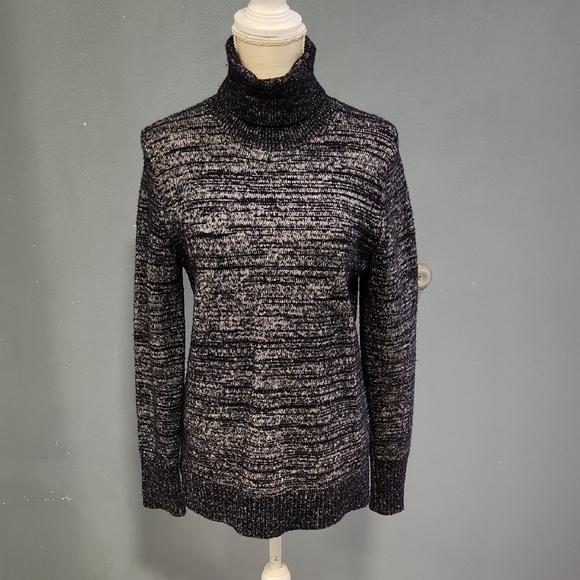 J. Crew Sweaters - JCrew CottonWool Blend Heathered Navy Blue TurtleNeck Sweater Vintage Y2K Chunky